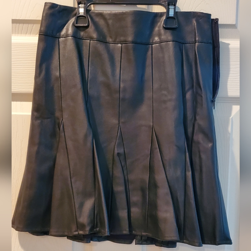 Ann Taylor Black Faux Leather Skirt.